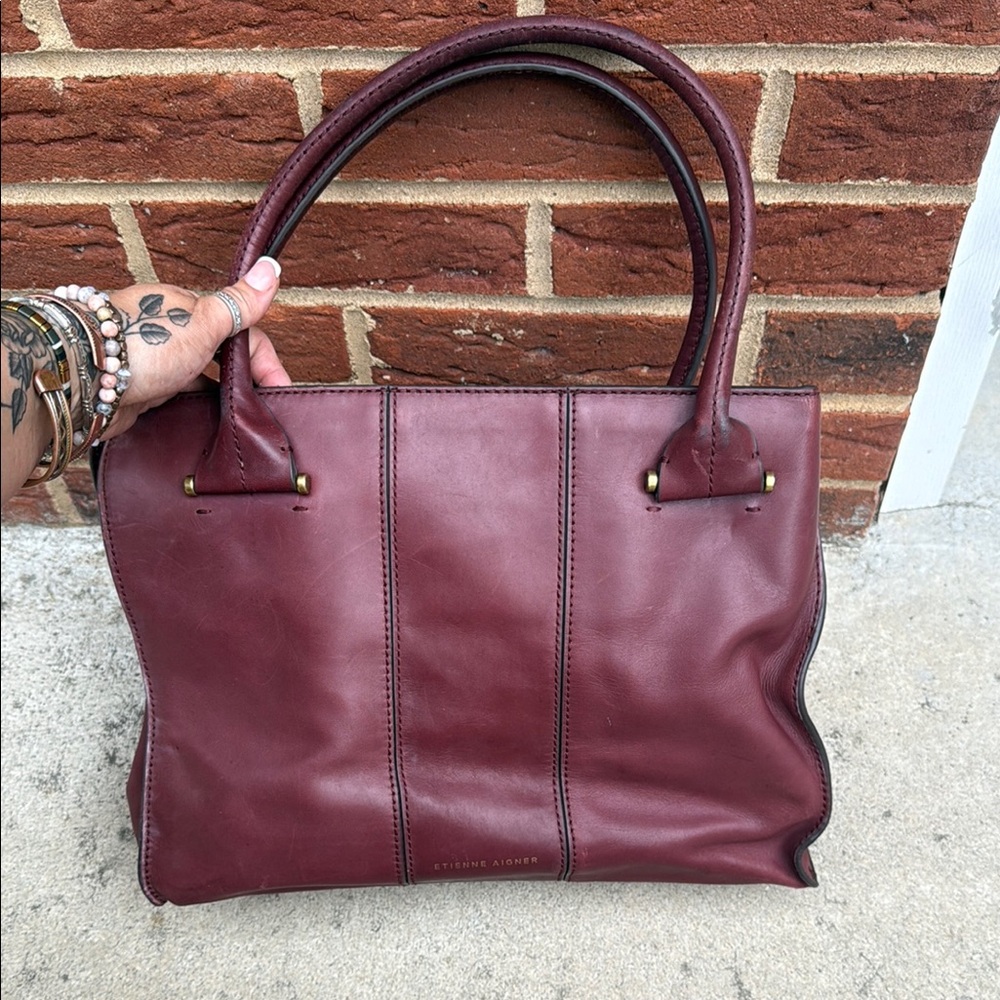 Etienne Aigner Brown Leather Tote Bag Elegant and Timeless